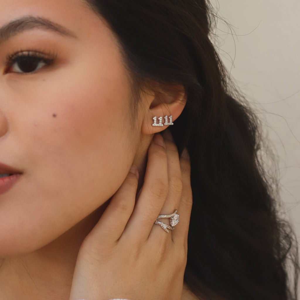 Laila 11:11 Stud Earrings | Silver