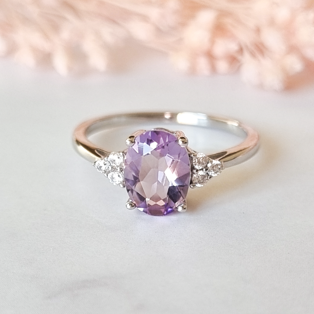 Lavendel Amethist Ring in Sterling Zilver