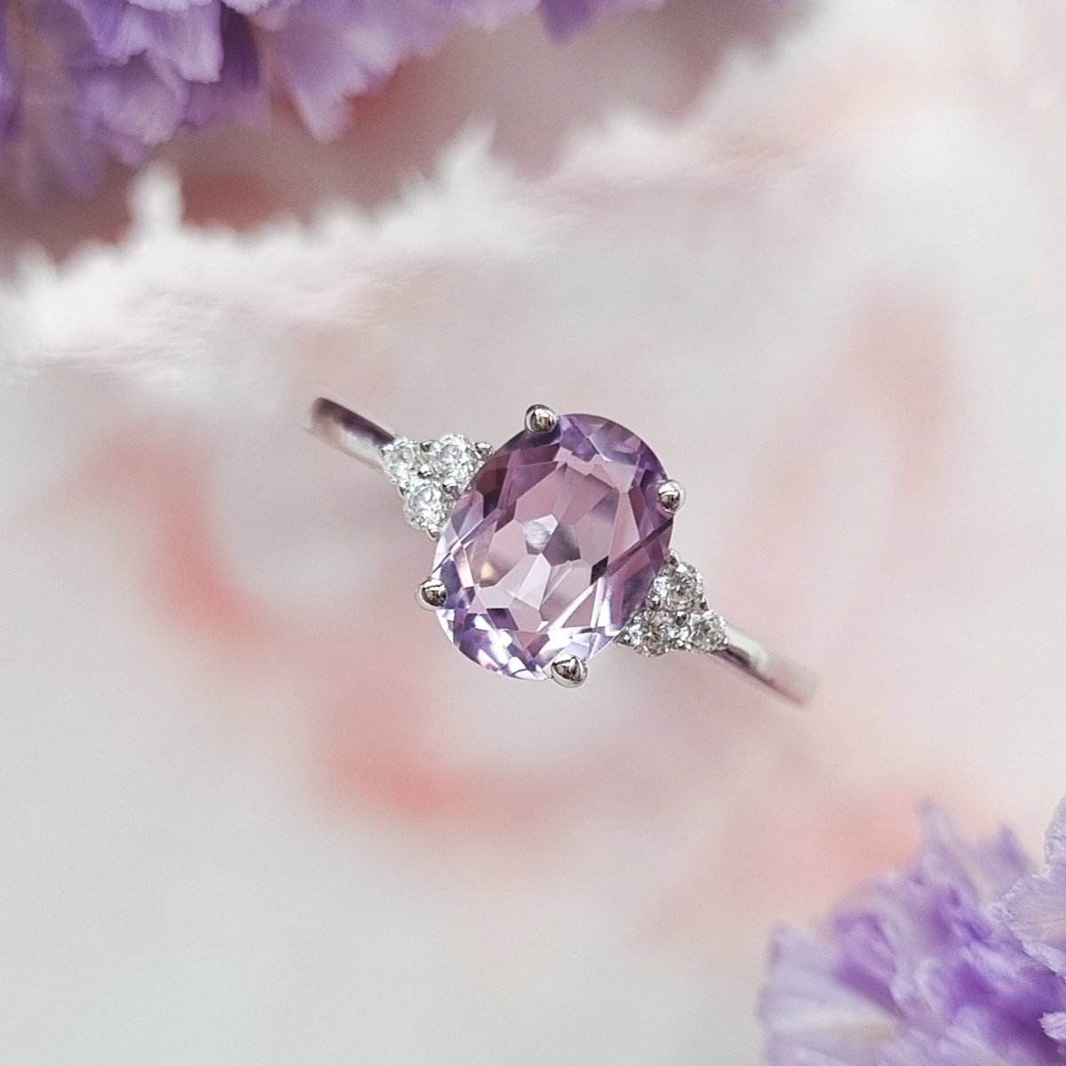Lavendel Amethist Ring in Sterling Zilver