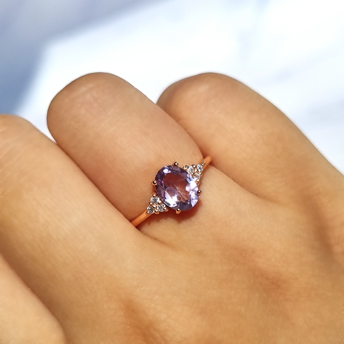 Lavender Amethyst Ring in 18k Rose Gold Vermeil