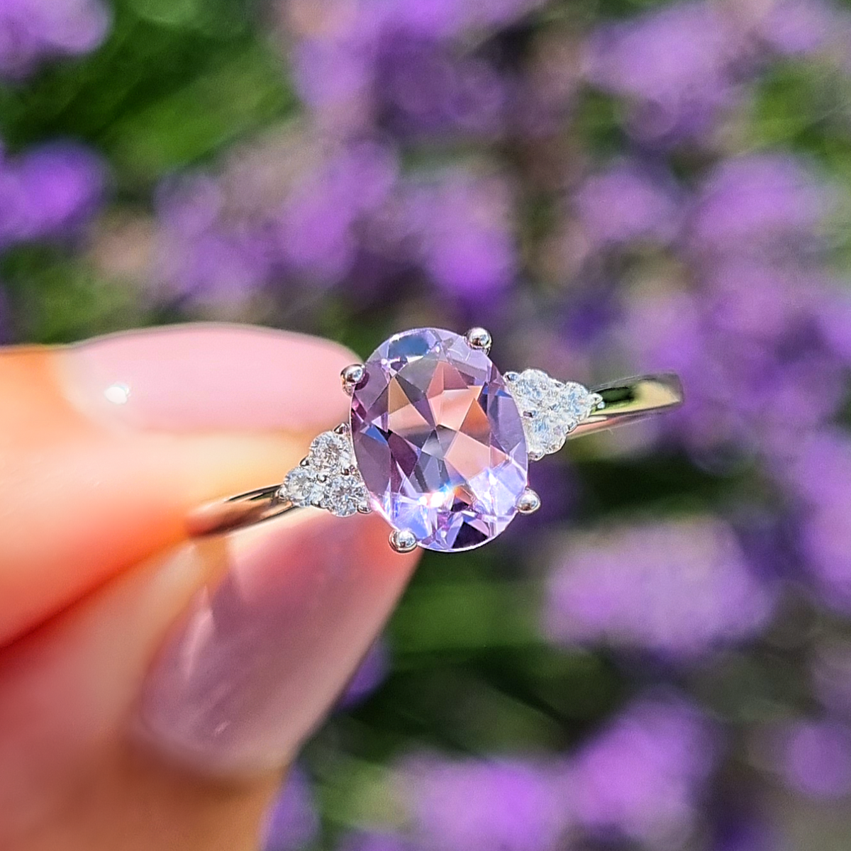 Lavendel Amethist Ring in Sterling Zilver