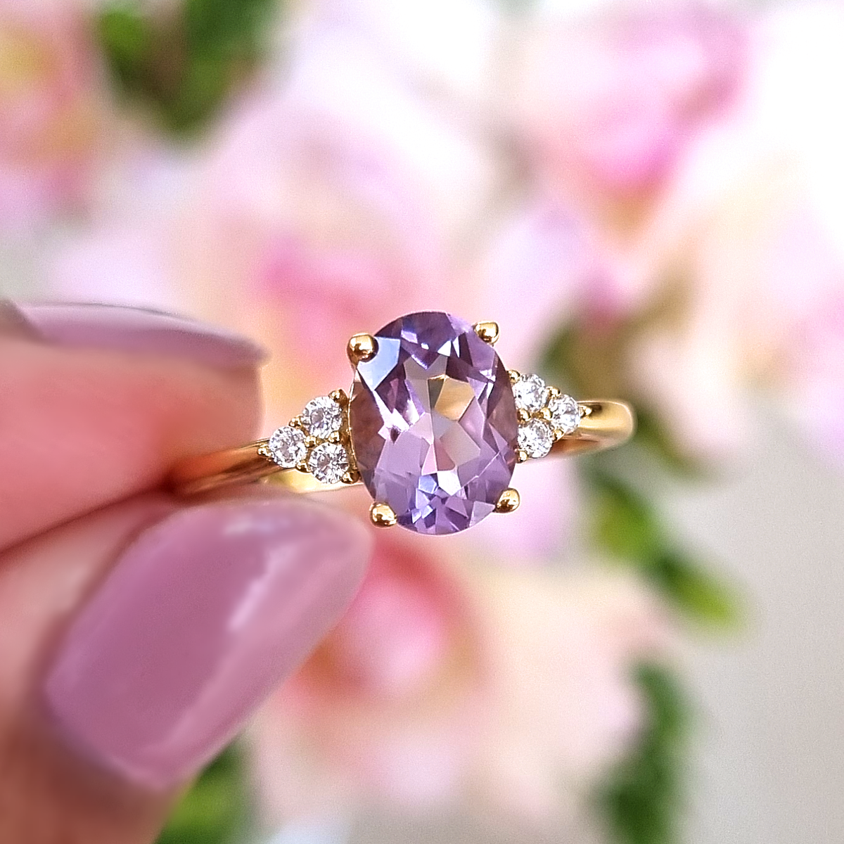 Lavendel Amethist Ring in 18k Goud Vermeil