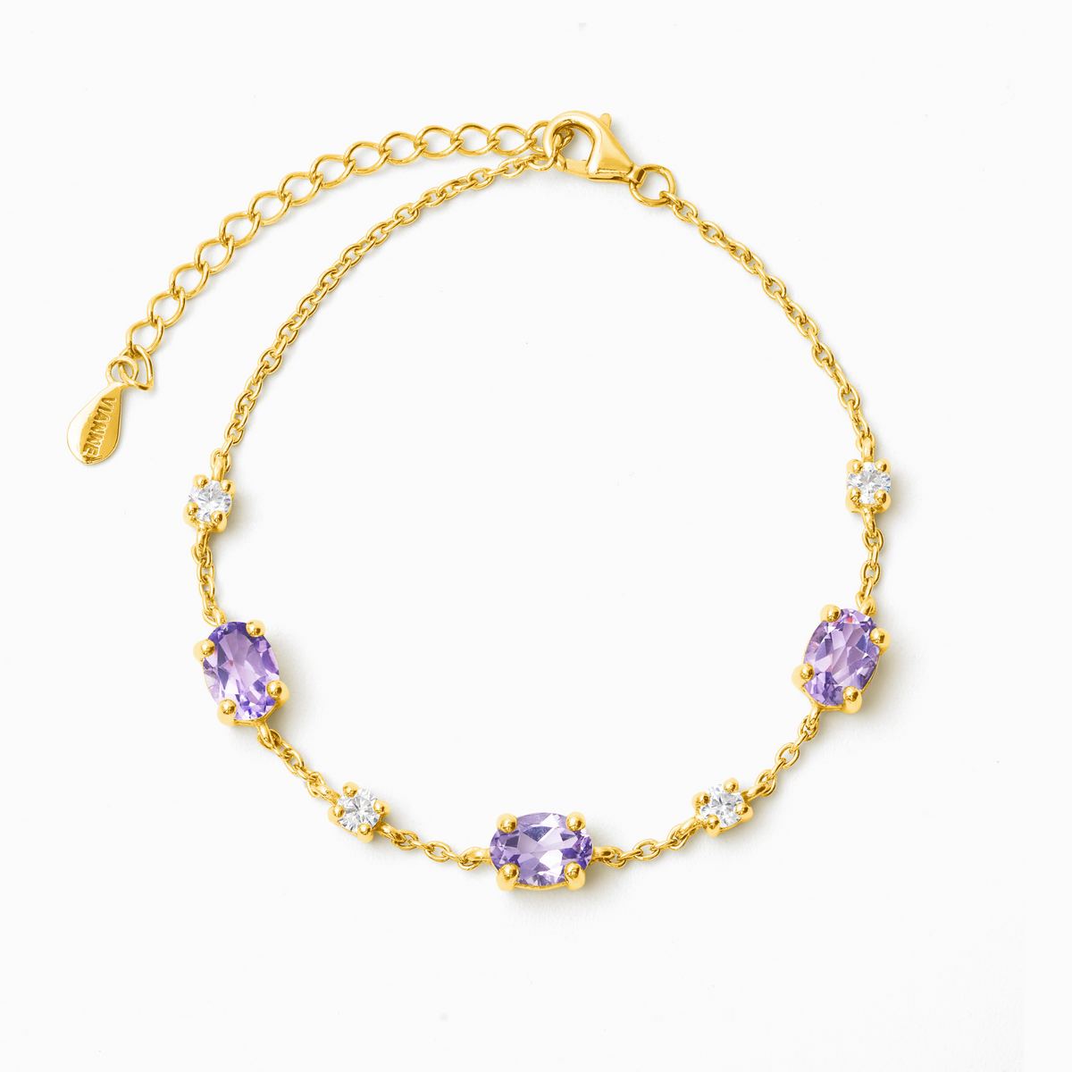 Lavendelametistarmband i 18k guld vermeil