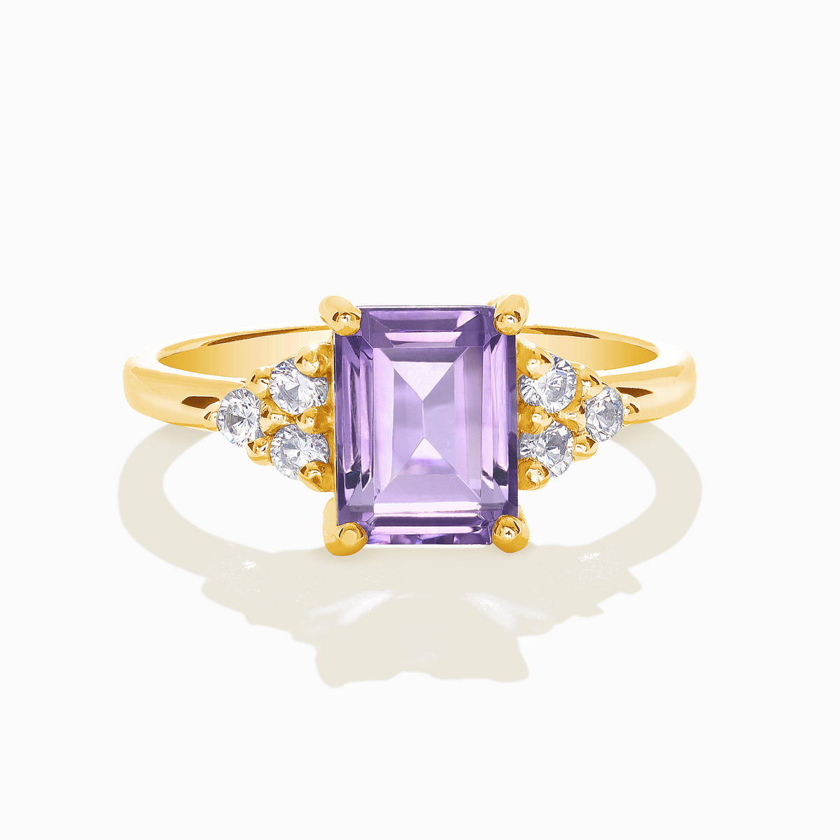 Lavender Amethyst Emerald Cut Ring in 18k Gold Vermeil