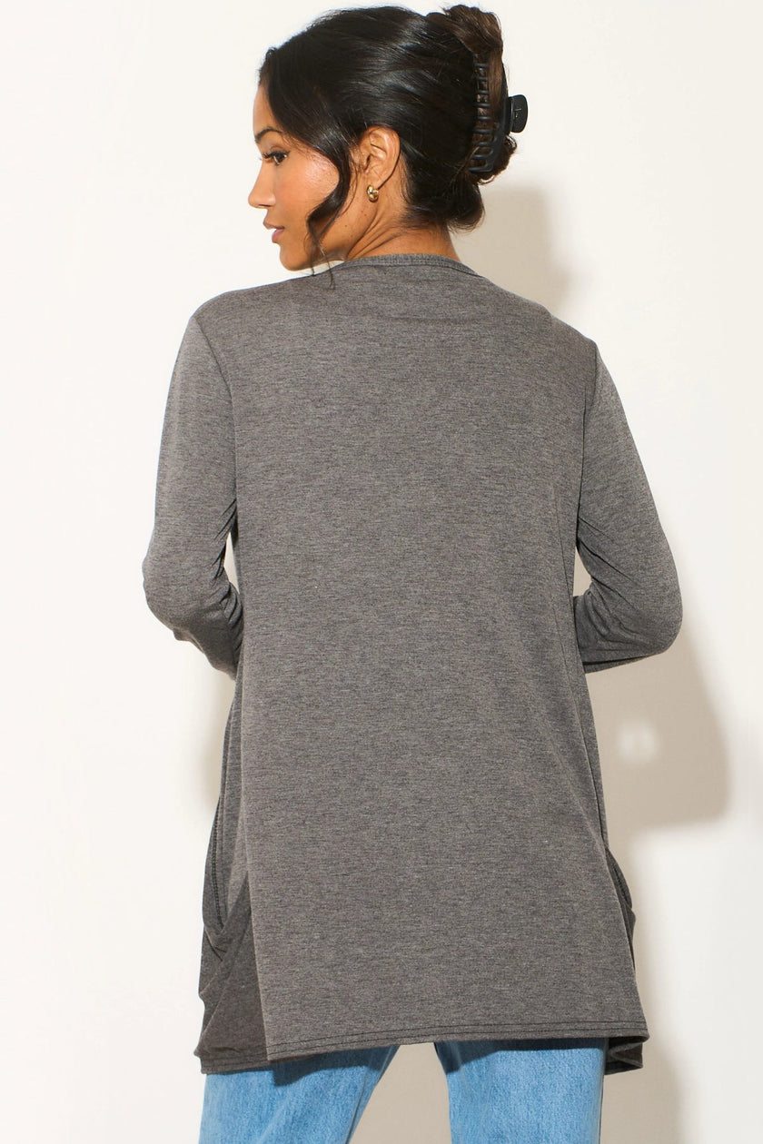 Charcoal Boyfriend Cardigan with Pockets