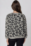 Grey Leopard Pattern Wool‑Blend Knit Jumper