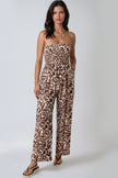 Leopard Print Shirred Jumpsuit