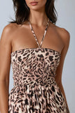 Leopard Print Shirred Jumpsuit