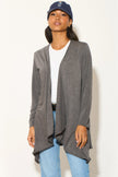 Anthrazitfarbene Wasserfall-Strickjacke