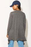 Anthrazitfarbene Wasserfall-Strickjacke
