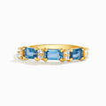 London Blue Topaz Emerald Cut Eternity Ring in 18k Gold Vermeil