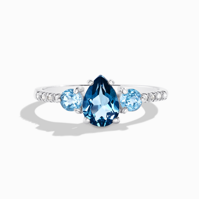London Blue and Swiss Blue Topaz Ring in Sterling Silver