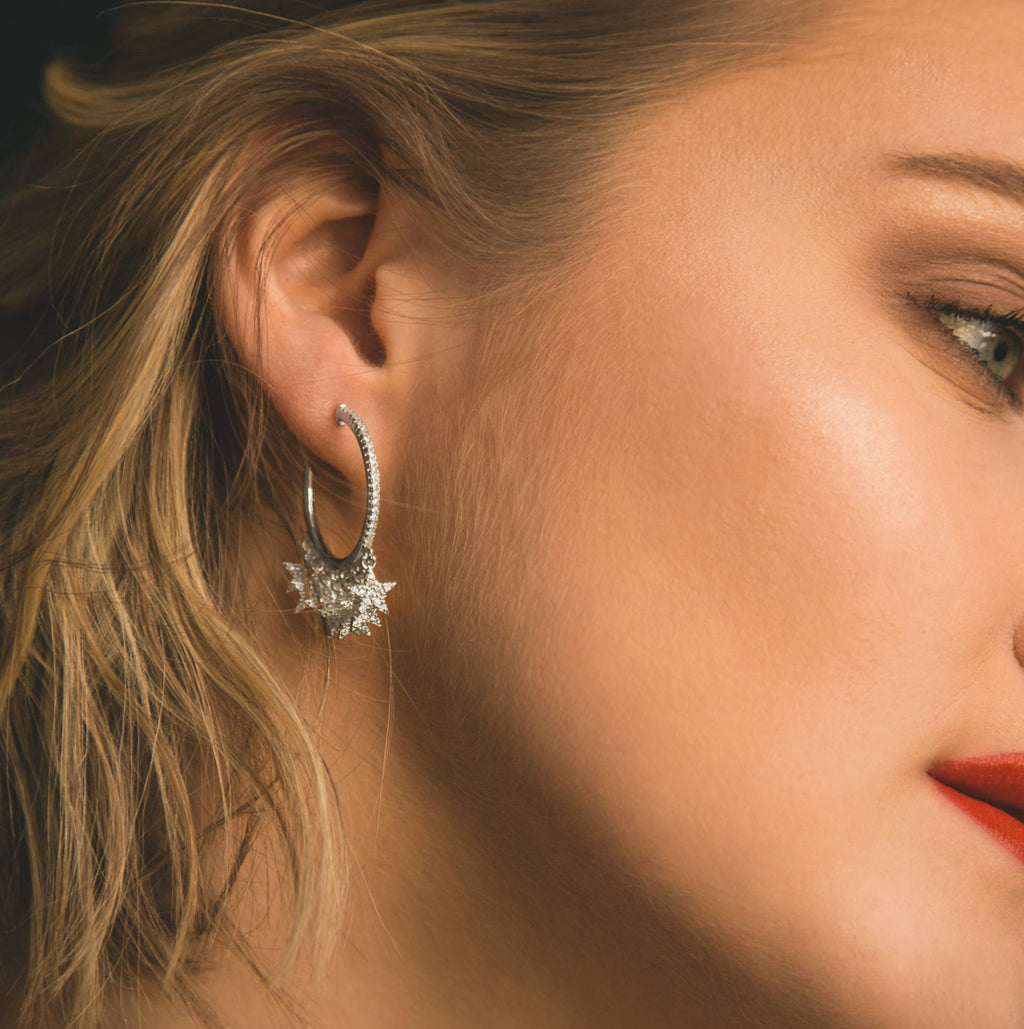 Lyra Star Hoop Earrings | 925 Sterling Silver