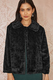 Yumi Black Faux Fur Short Jacket
