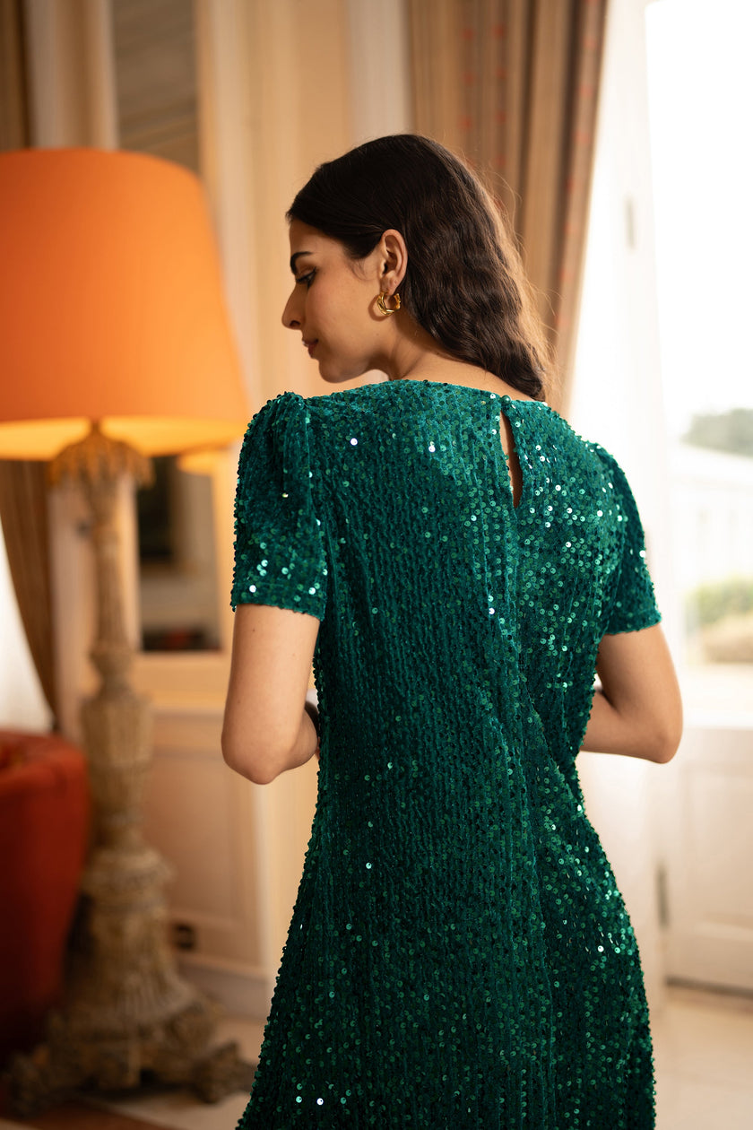 Yumi Green Sequin Tunic Dress