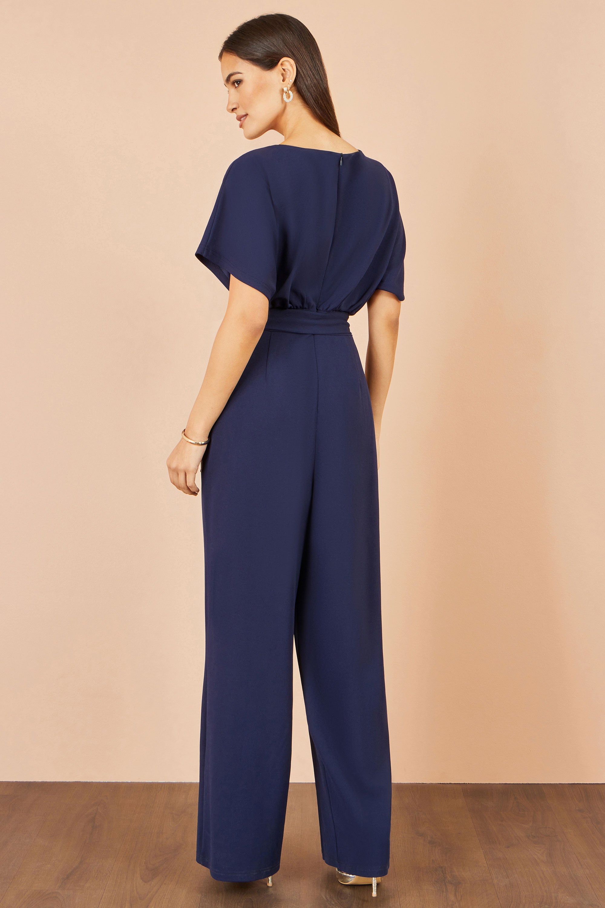 Yumi Navy Batwing Stretch Jumpsuit