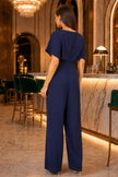 Yumi Navy Batwing Stretch Jumpsuit
