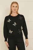 Yumi Black Sequin Butterfly Jumper