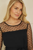 Yumi Black Spot Mesh Stretch Jumpsuit