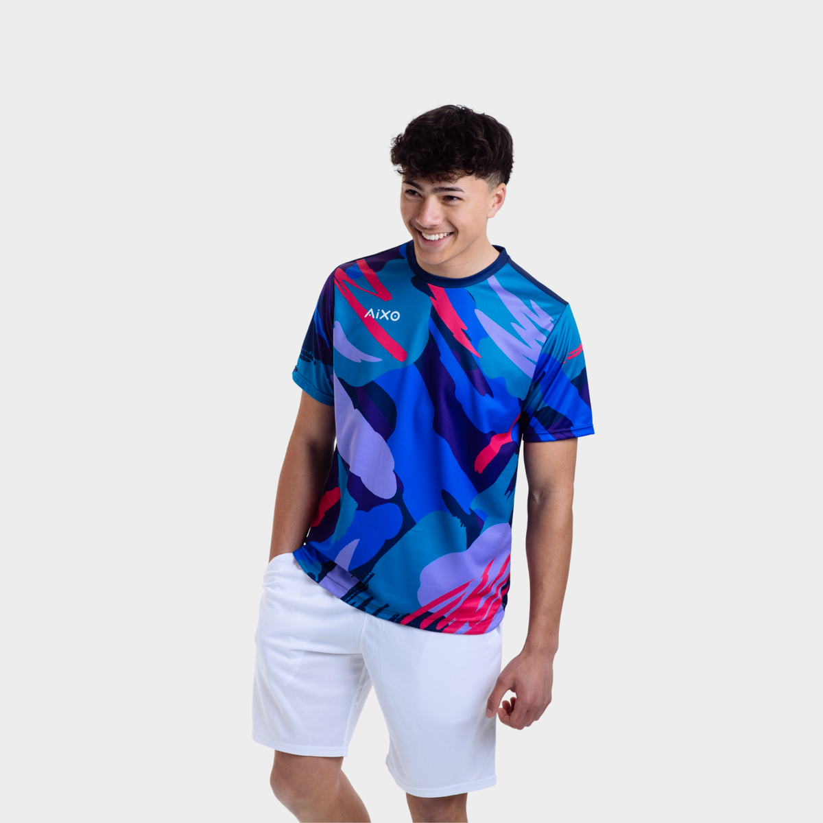 Aixo Abstract Mens Top Multicolour Dark