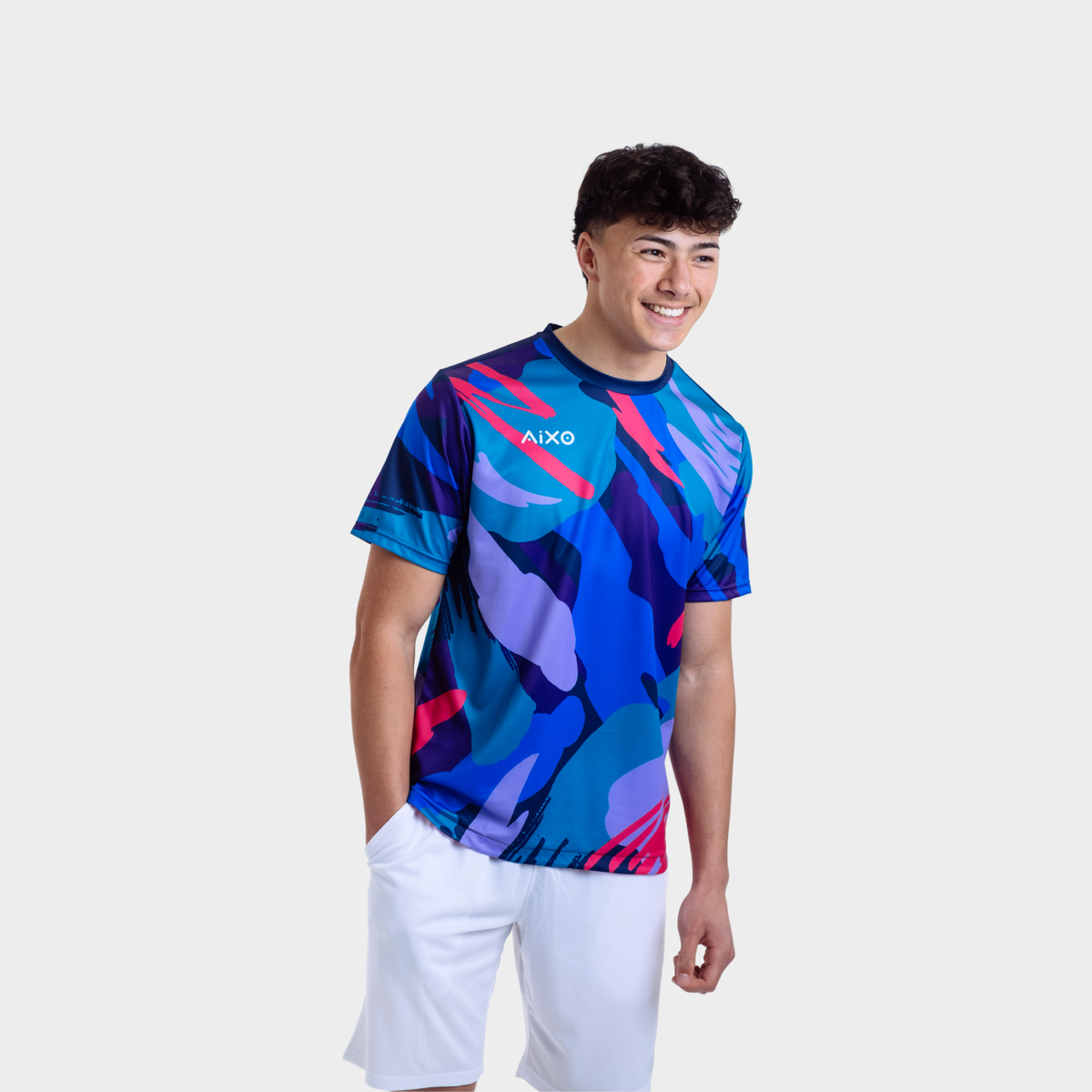 Aixo Abstract Mens Top Multicolour Dark