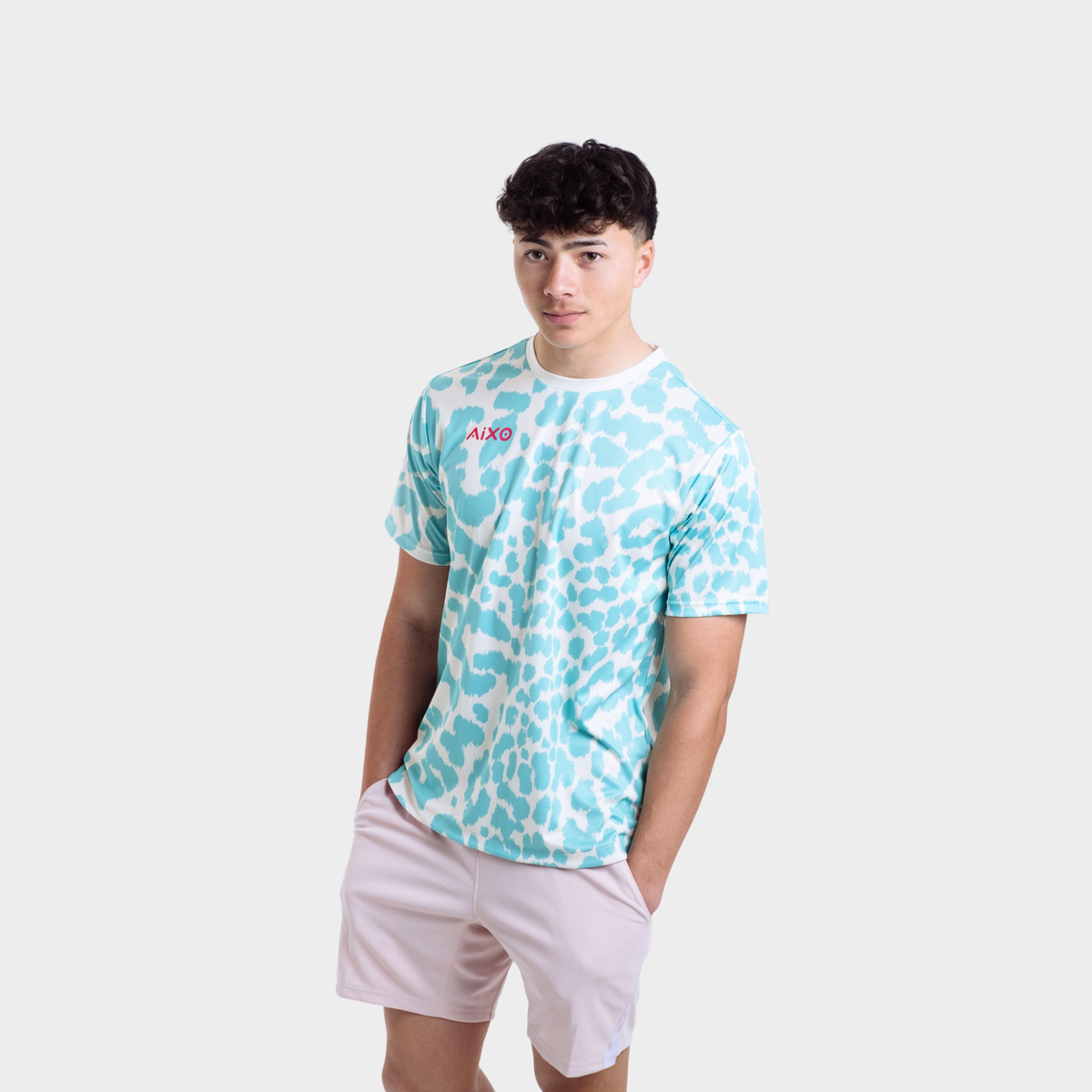 Aixo Leopard Herren Oberteil Elfenbein