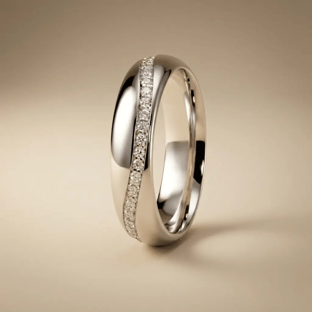 5mm Gold Wedding Band – Diamond Flow Lyra – 9ct/14ct/18ct Gold