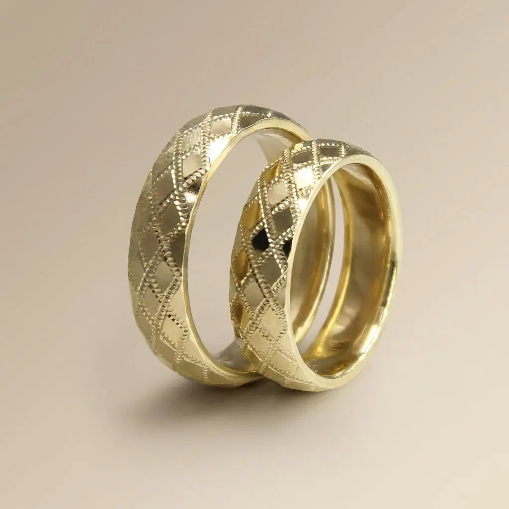 5mm Gold Wedding Band – Lattice Micro Texture – 9ct/14ct/18ct Gold