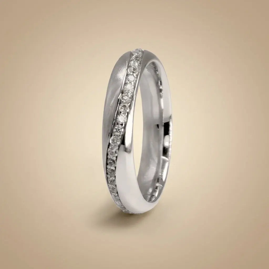 4mm Gold Wedding Band – Diamond Line Elara – 9ct/14ct/18ct Gold