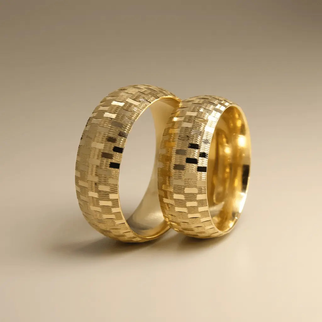 7mm Gold Wedding Band – Mosaic Block – 9ct/14ct/18ct Gold