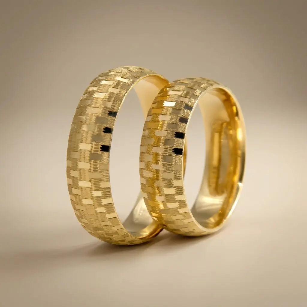6mm Gold Wedding Band – Mosaic Textured – 9ct/14ct/18ct Gold