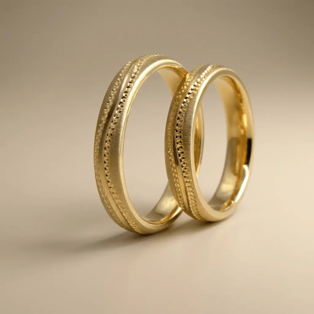 4mm Gold Wedding Band – Slim Micro Detail – 9ct/14ct/18ct Gold