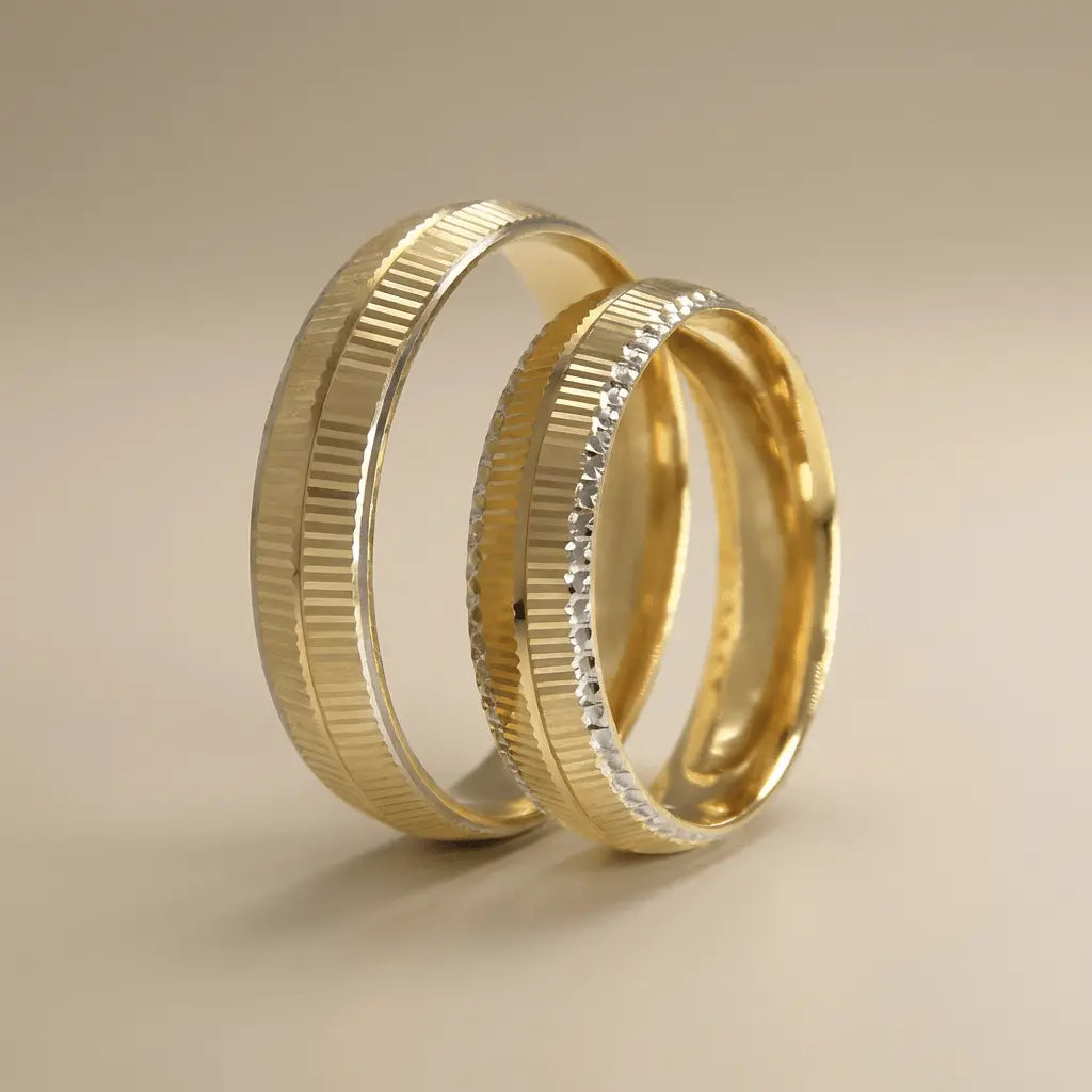 5mm Gold Wedding Band – Vertical Line Stone Edge – 9ct/14ct/18ct Gold
