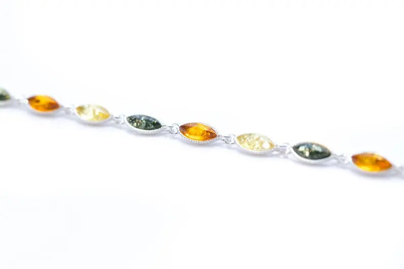 Bracciale in ambra multicolore taglio marquise