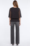 Black Diamante Mesh Batwing Sleeve Top