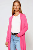 Cardigan lungo in jersey color fucsia
