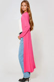 Cardigan lungo in jersey color fucsia