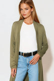 Khaki Jersey Longline Cardigan
