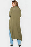 Khaki Jersey Longline Cardigan