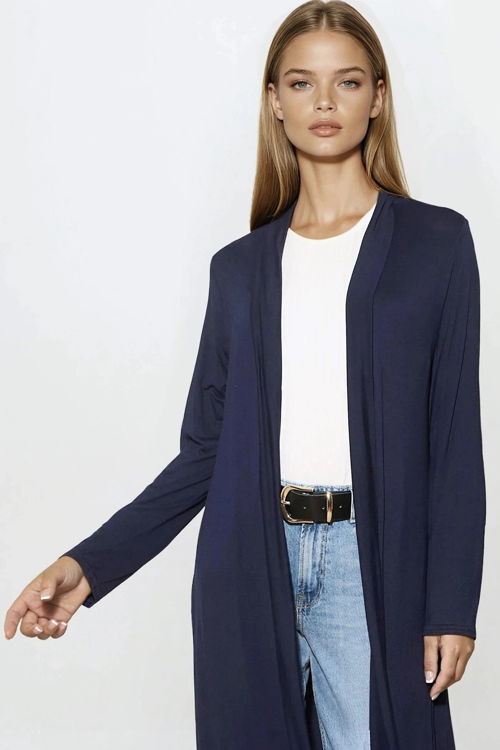 Navy Jersey Longline Cardigan