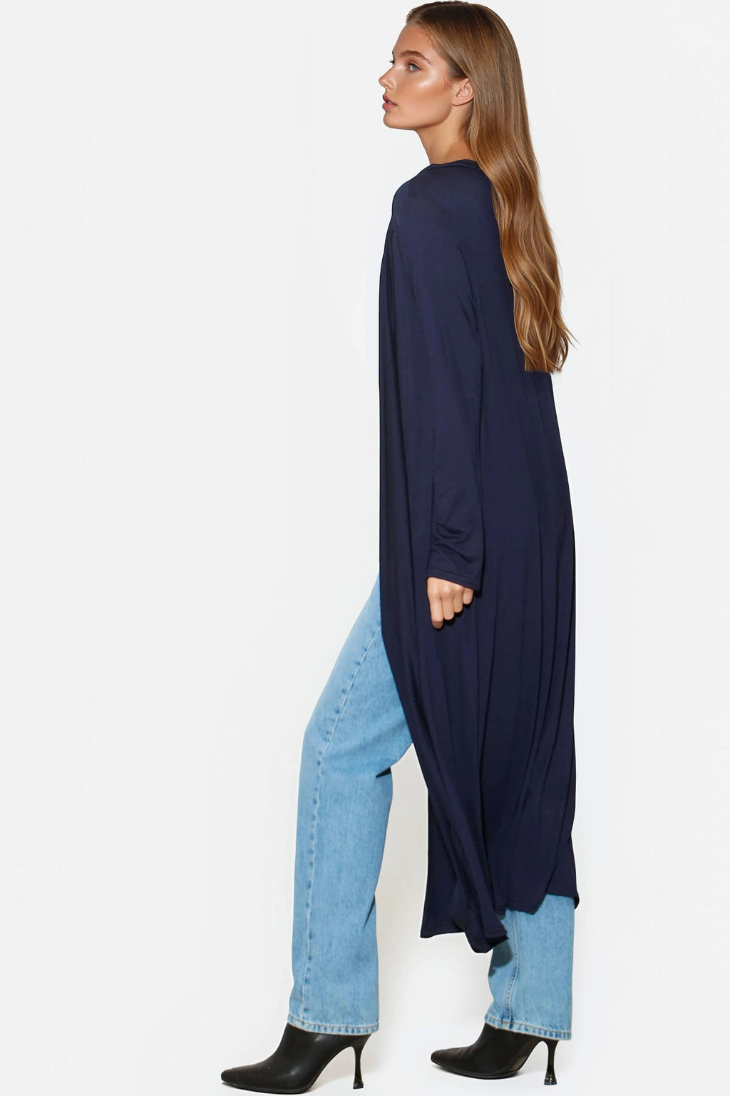 Navy Jersey Longline Cardigan