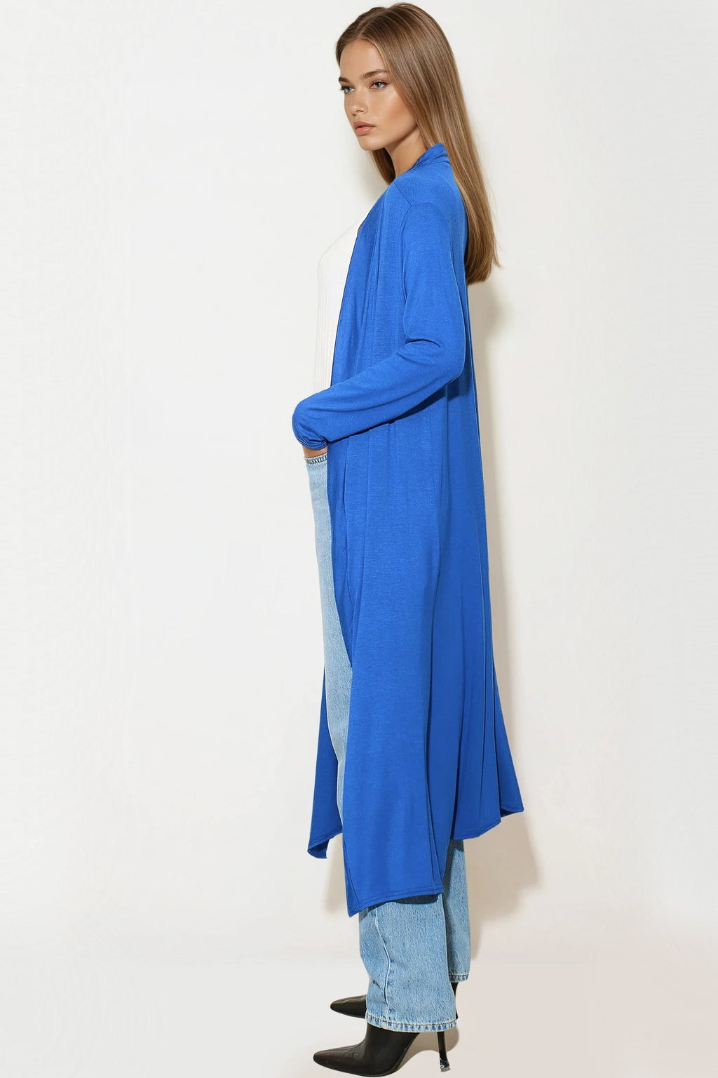 Royal Blue Jersey Longline Cardigan