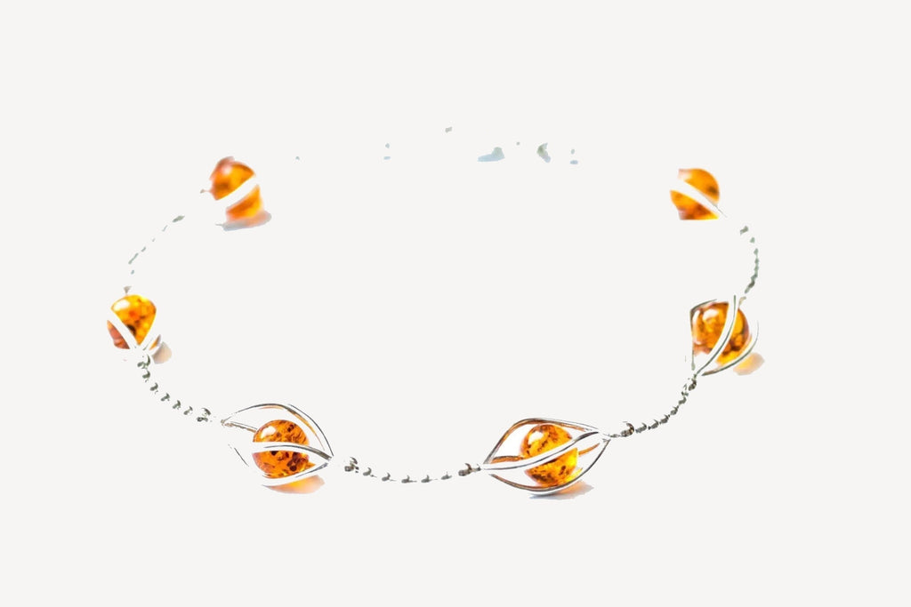 Modern Caged Amber Spheres Bracelet
