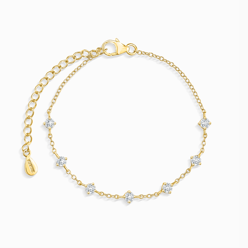 Moissanite-armbånd i 18k forgyldt sølv