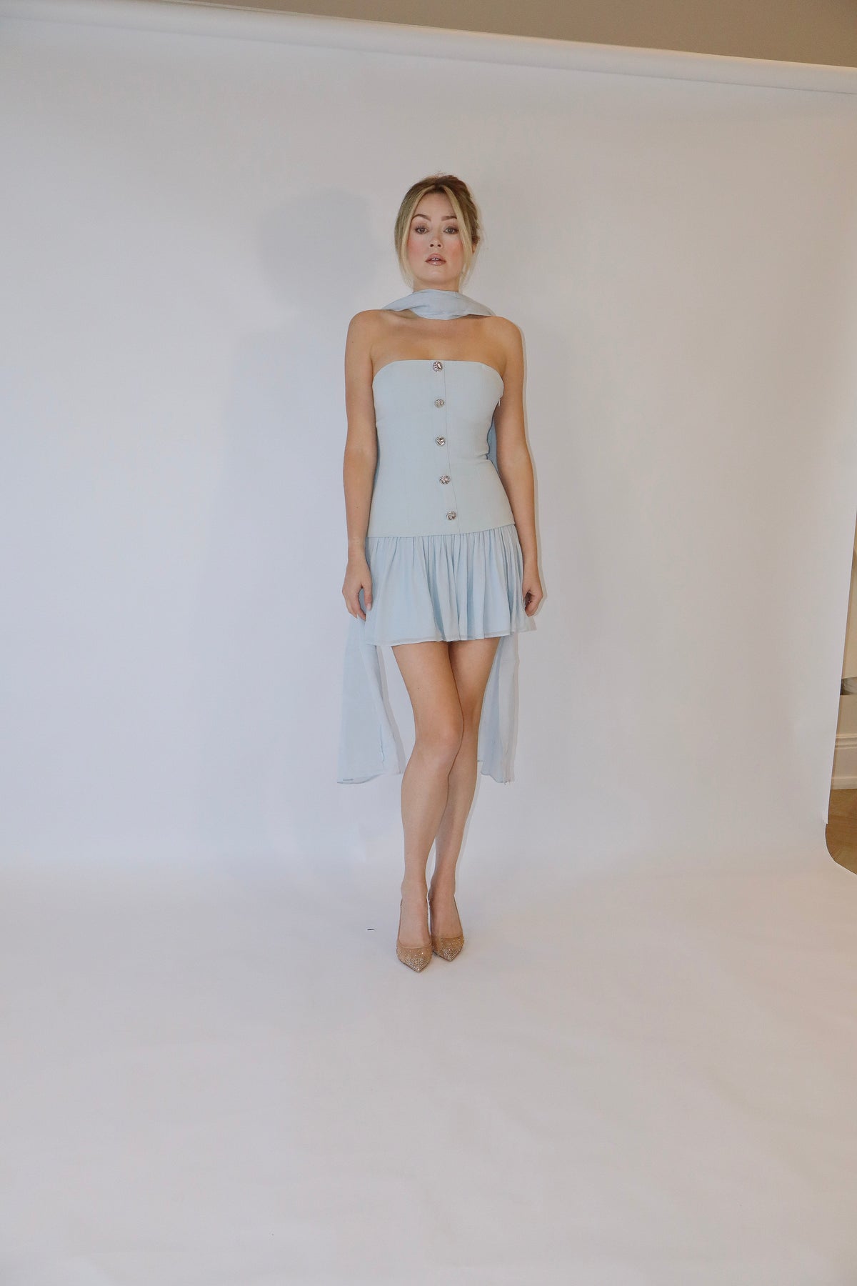 Monaco Dress and Scarf in Baby Blue