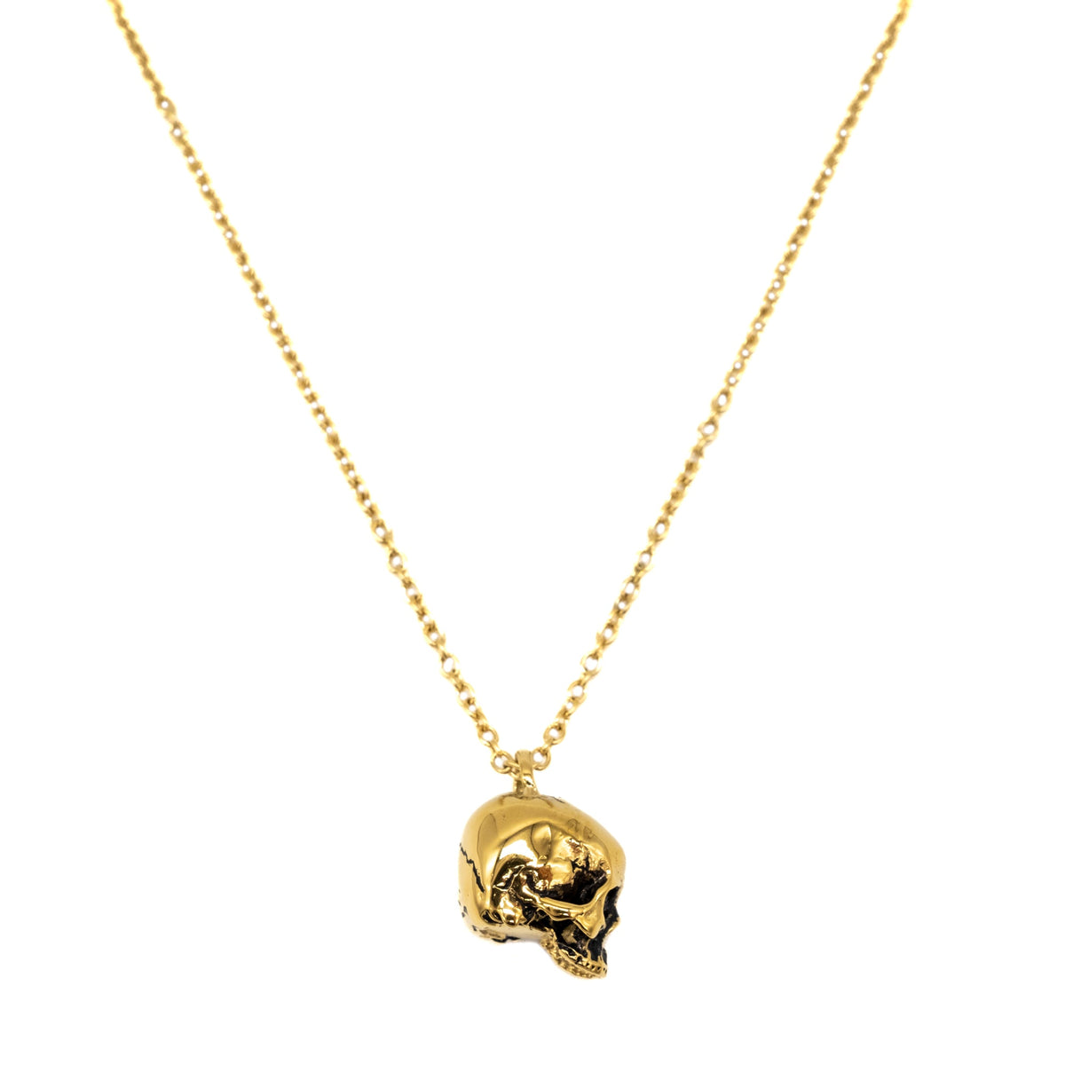 Halskette Goldener Totenkopfhelm