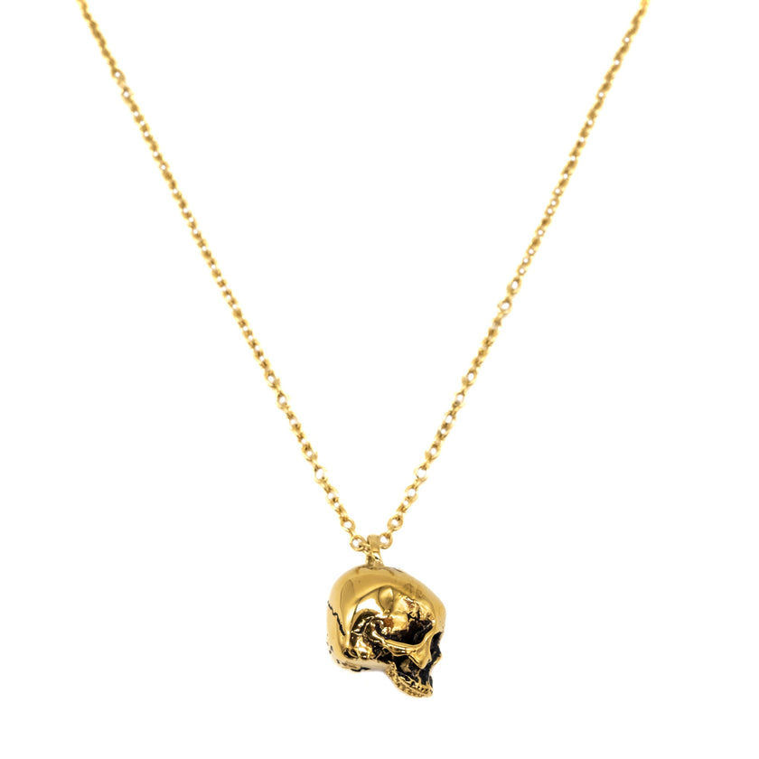 Halskette Goldener Totenkopfhelm
