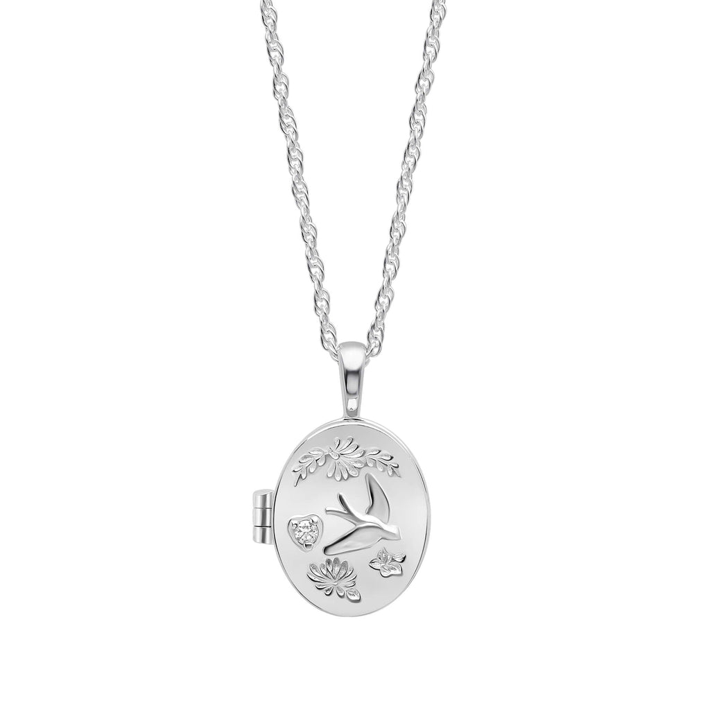 Laura Ashley Silver Blue Birds Locket
