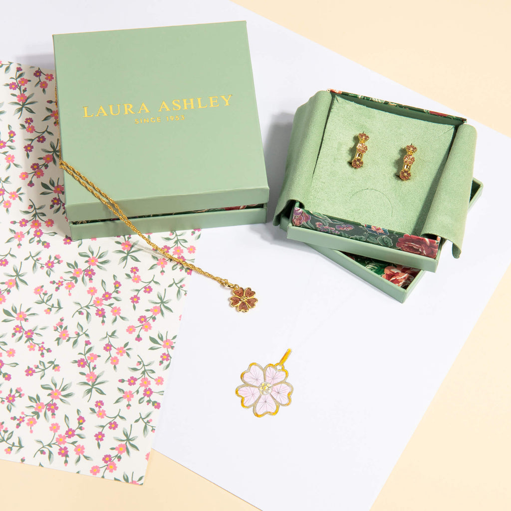 Laura Ashley Silver Riverly Ditsy Guilloche Flower Hoop Earrings