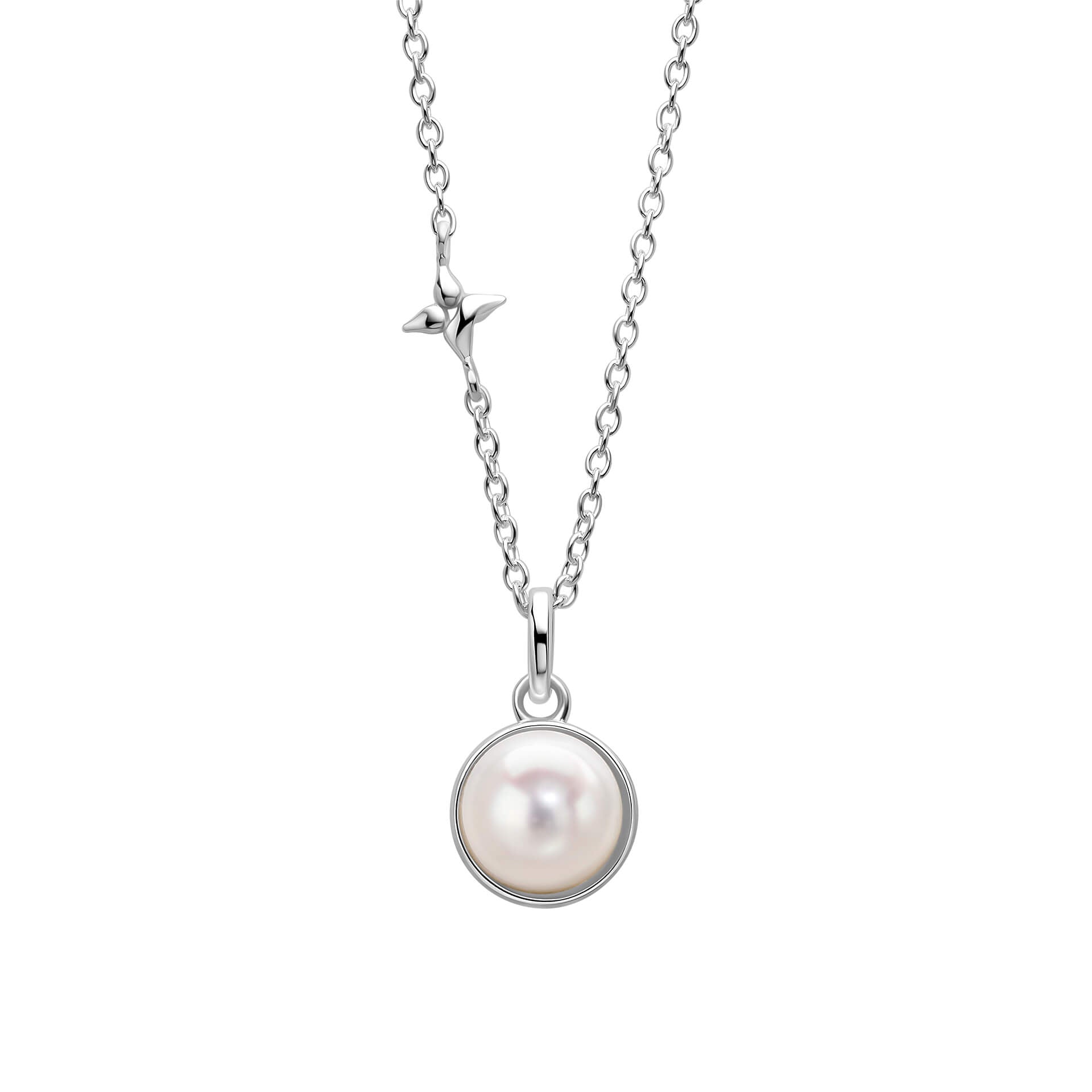 Laura Ashley Silver Hartley Check Mabe Pearl Necklace